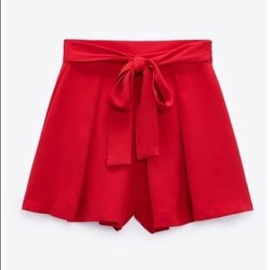 NEW WITH TAGS Zara Red Skort with Tie